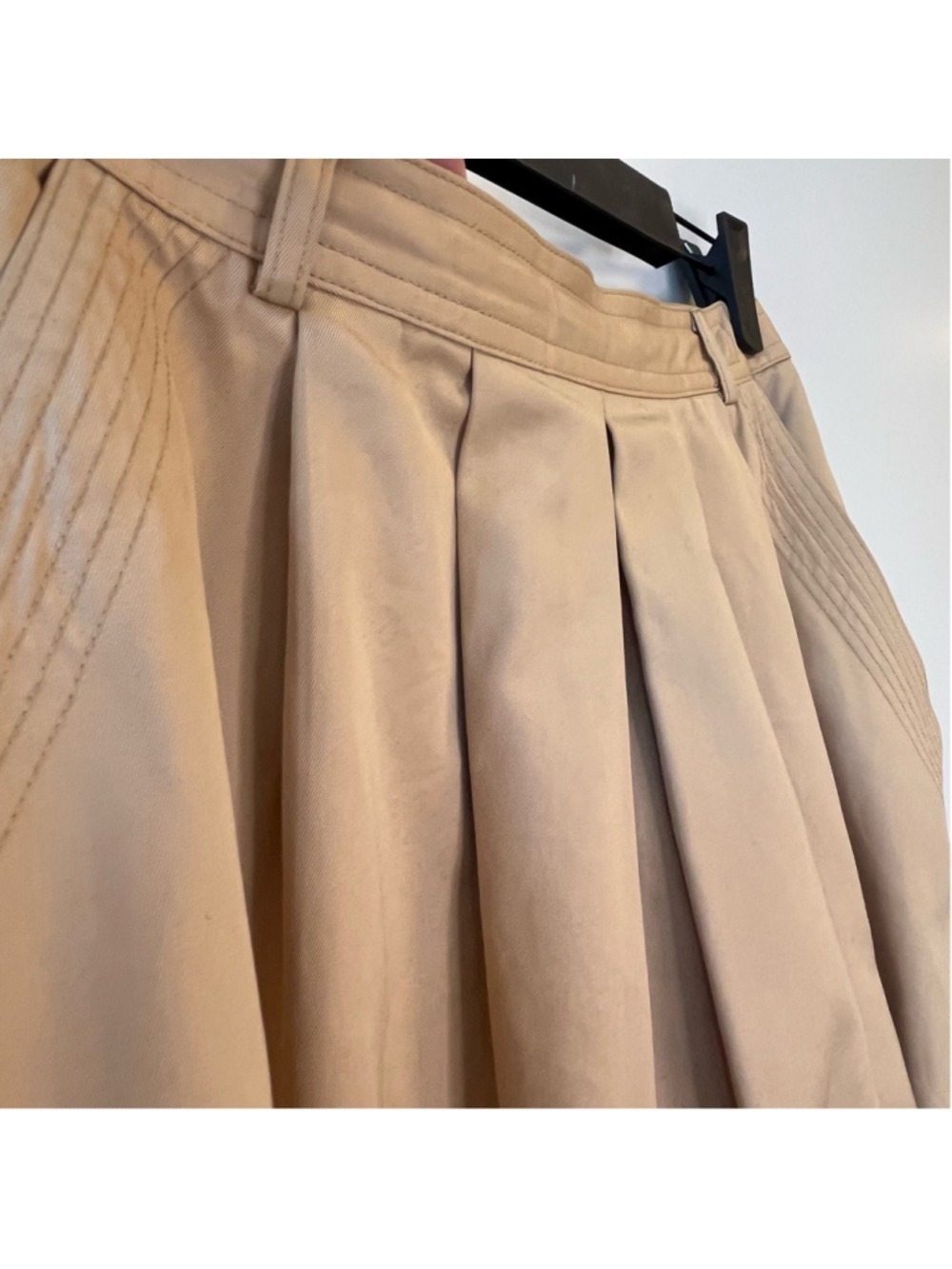 Vintage 1980s Barry Bricken Tan Khaki A-Line Midi Circle Skirt XS fits 26” waist - Picture 8 of 13